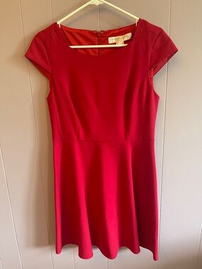 French Connection Red Cap Sleeve Fit-and-Flare Mini Dress